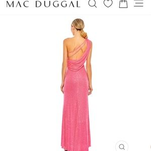 Mac Duggal Sequin One Shoulder Draped Back Gown